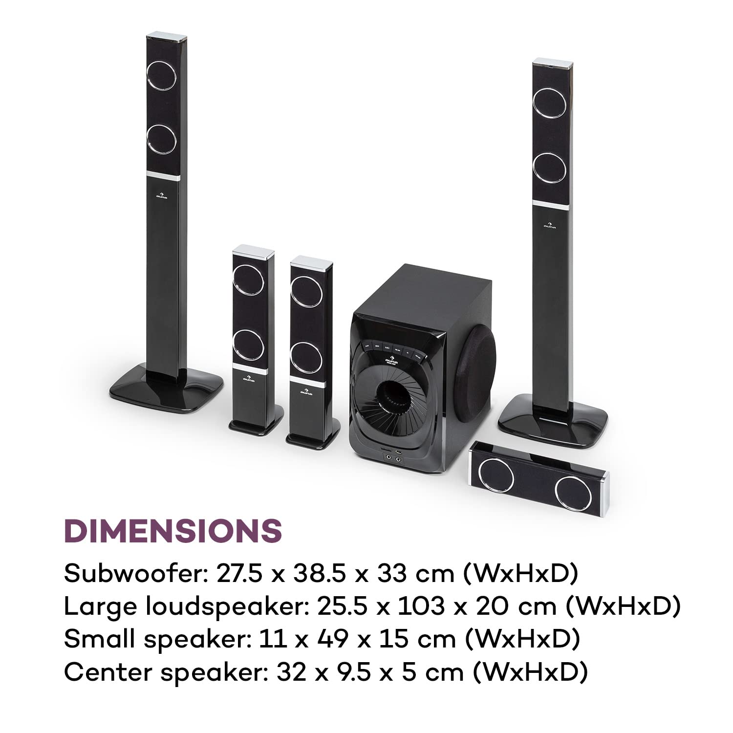 auna Areal 825 5.1 Channel Home Theater System - 200W RMS Power, 8