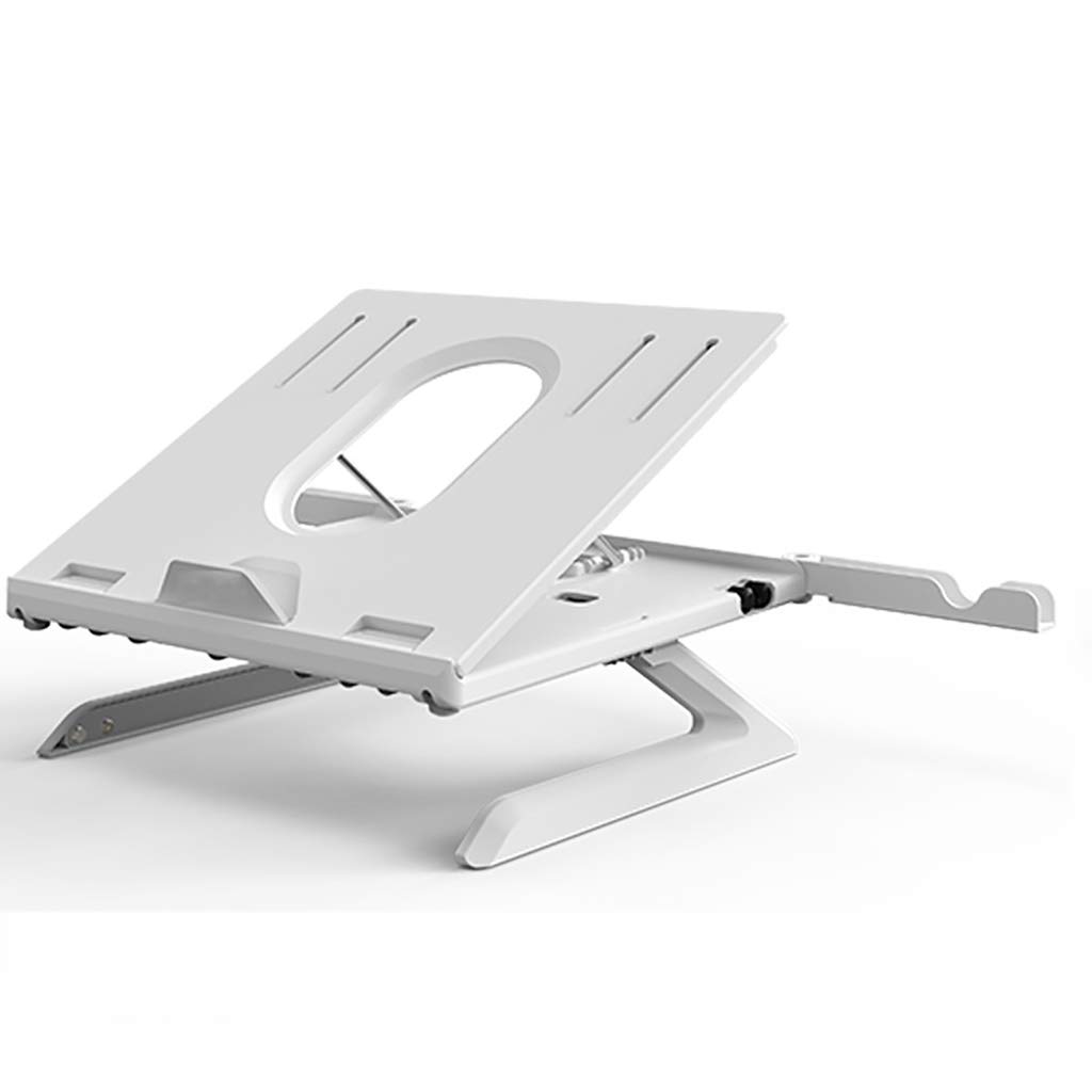 Adjustable Laptop Stand with Phone Holder - Ergonomic Multi-Angle Notebook Riser for 12-17 Inch MacBook/Dell/HP - Perfect for Home Office, Gaming & Study (White)