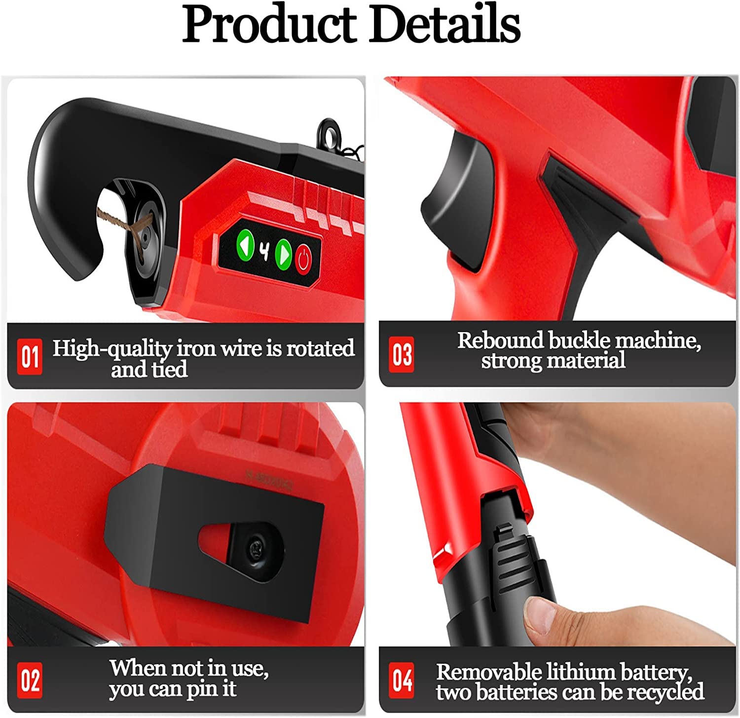 Electric Plant Tie Machine for Vineyards & Gardens - 2.5cm Max Bundle Diameter - Ideal for Grapes, Raspberries, Tomatoes - Perfect for Vineyard Tying, Vegetable Gardening & Berry Plant Support