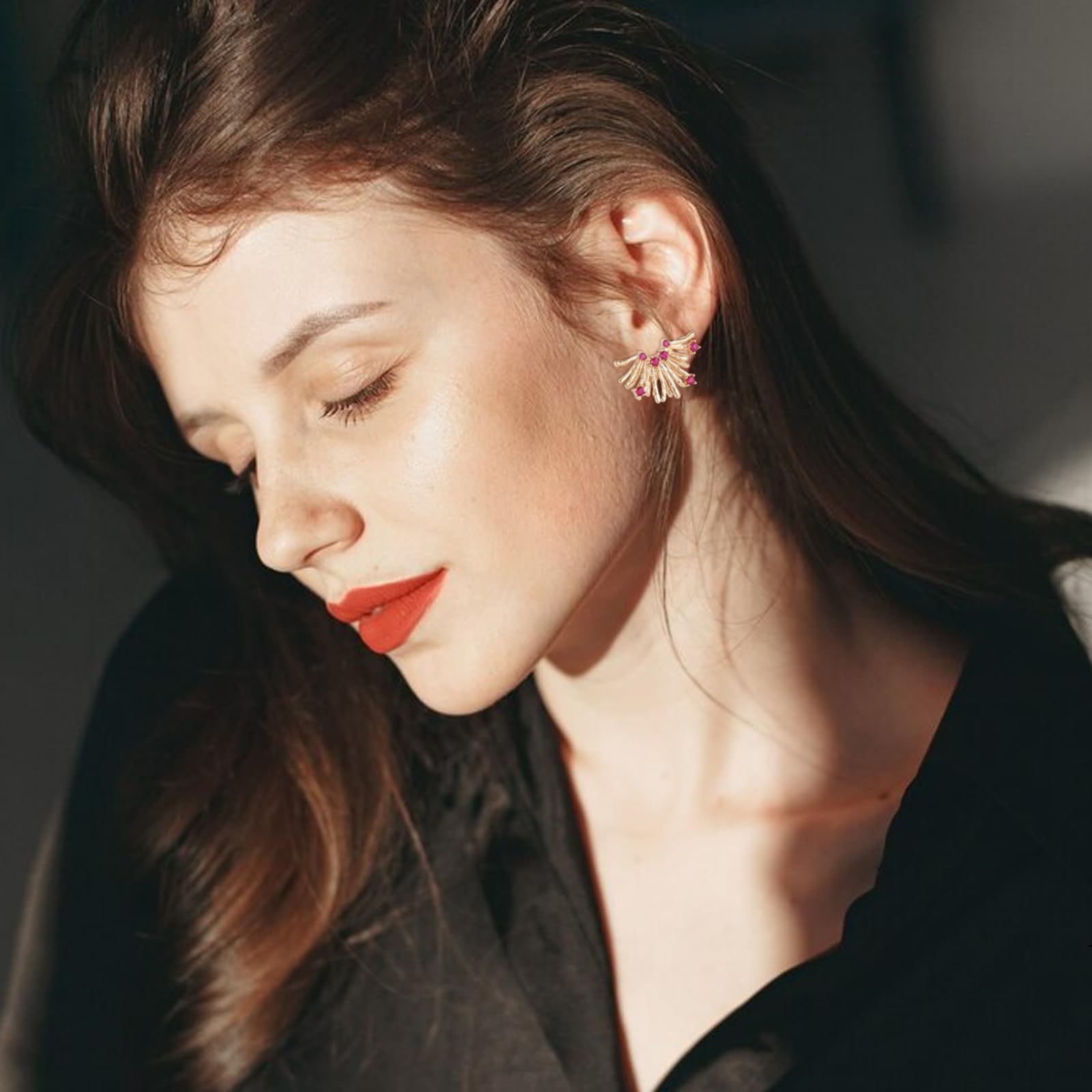 Chunky Gold Statement Earrings for Women - Elegant Cubic Zirconia Drop Dangle Earrings - Perfect for Party, Prom, Wedding & Evening Events - Fashion Jewelry Gift Idea