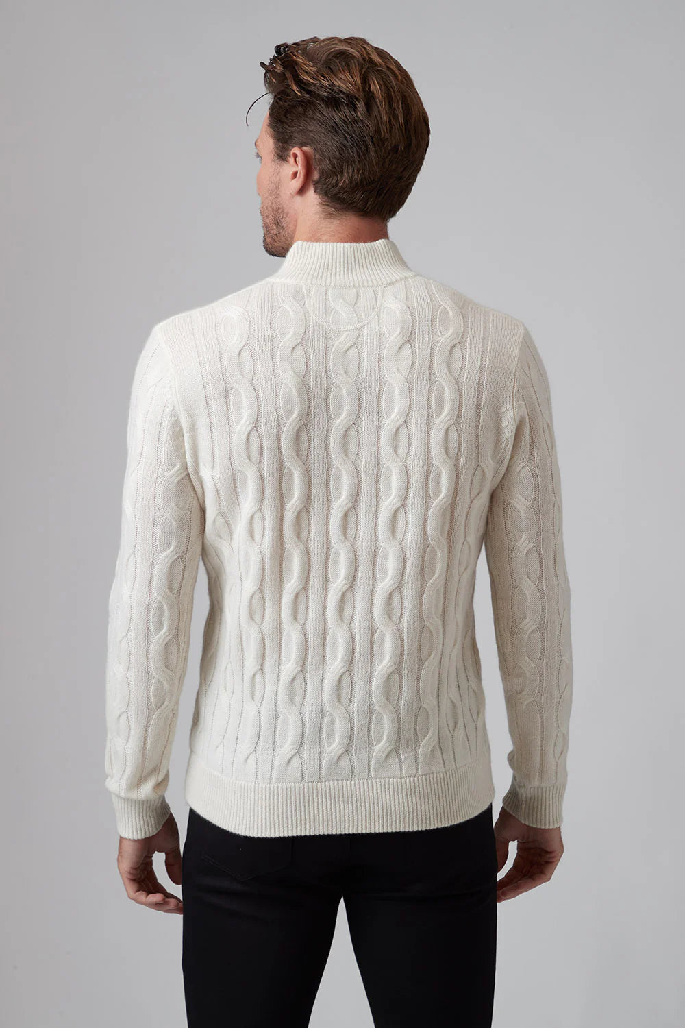 Luxury Cashmere Button Mock Neck Cable Knit Sweater for Women - Soft & Warm Winter Pullover - Perfect for Office, Date Night & Holiday Outfits