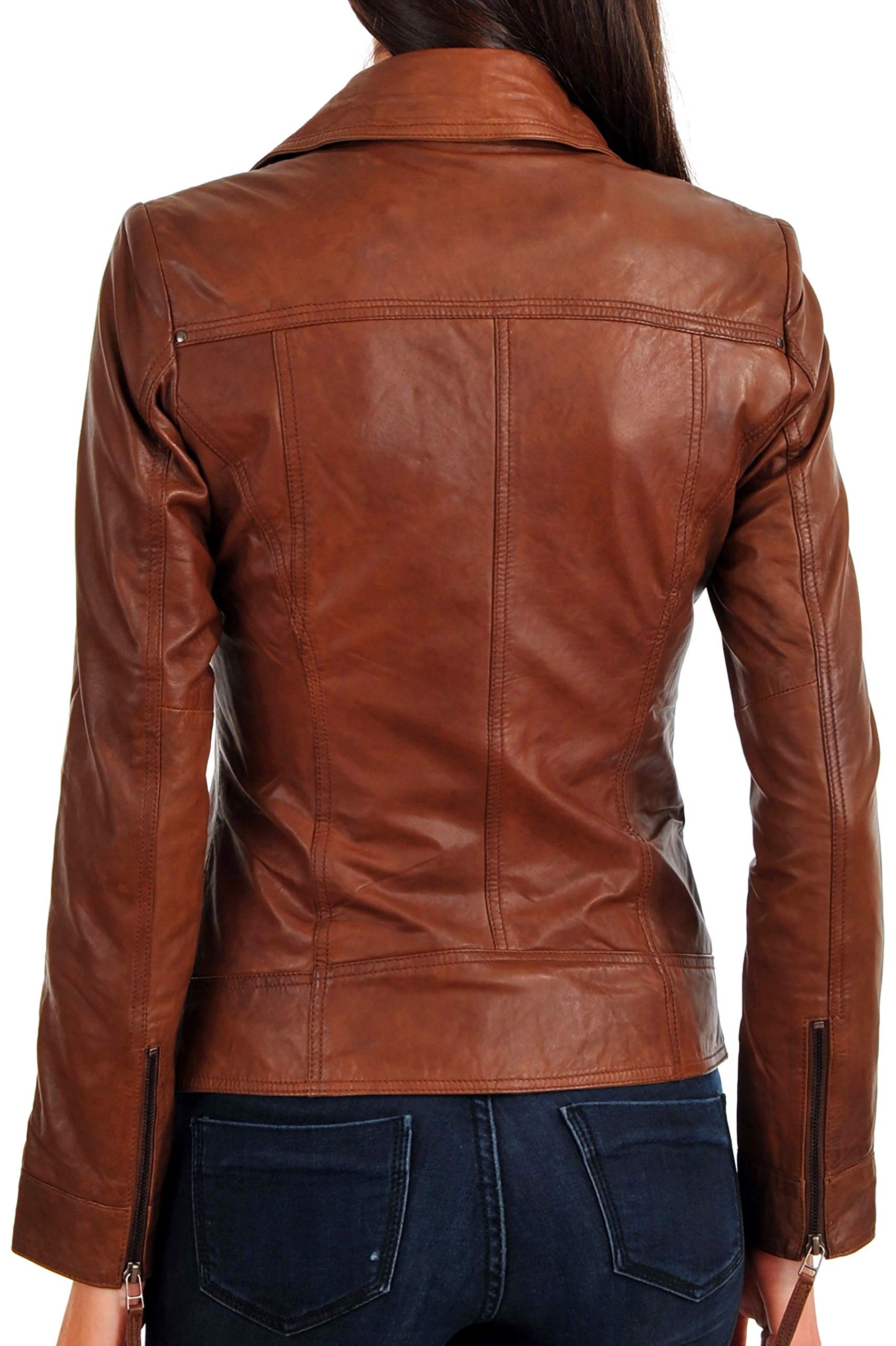 KYZER KRAFT Women's Genuine Lambskin Leather Bomber Jacket - Stylish Motorcycle Biker Jacket for Women - Perfect for Riding, Casual Outfits & Night Out
