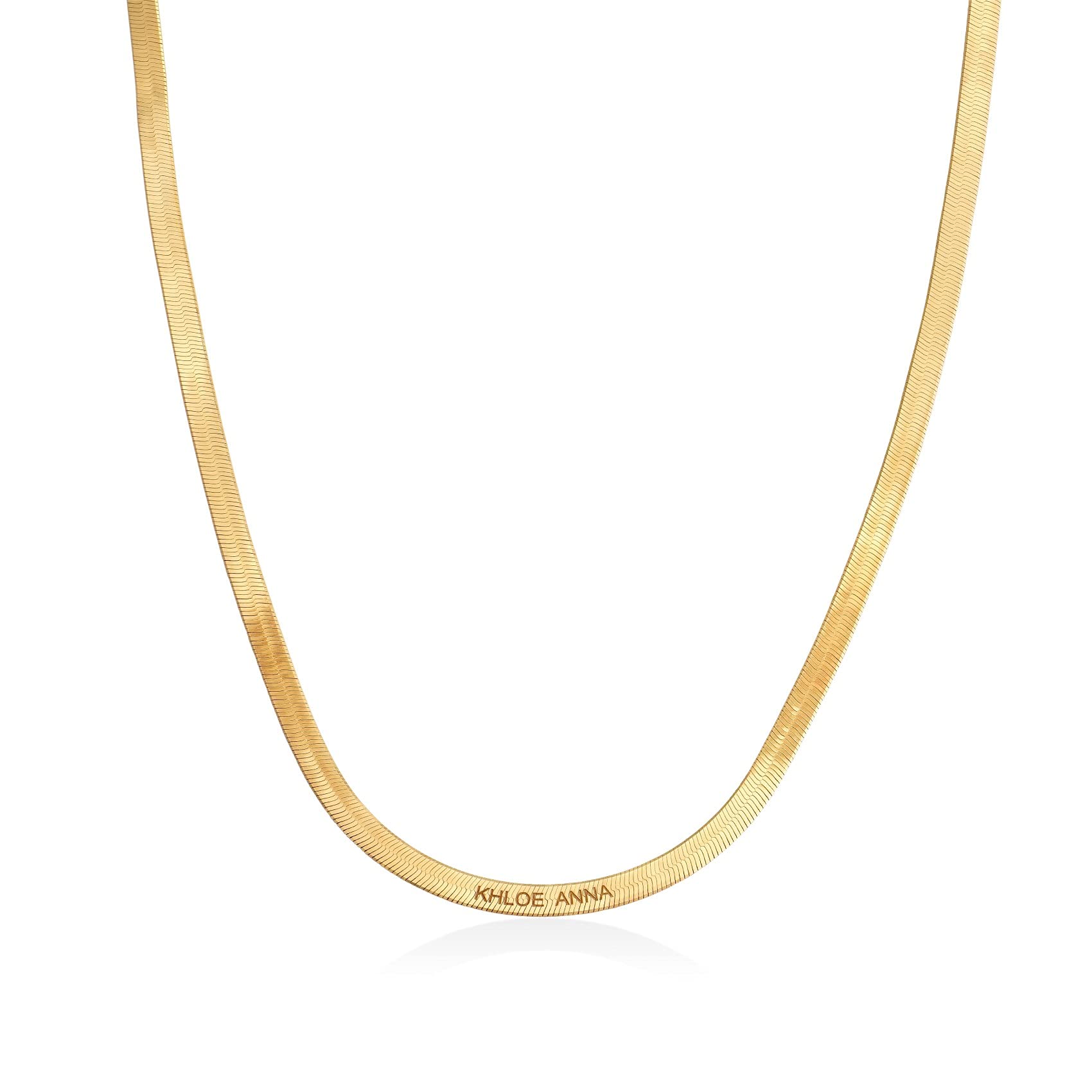 OAK & LUNA Personalized Engraved Herringbone Chain Necklace - Custom Name Jewelry for Women - Elegant Dainty Gold Necklace for Her - Perfect Gift for Christmas, Birthday, Mother's Day - Anniversary Present for Wife, Girlfriend, Mom - Great for Date Nights, Special Occasions & Everyday Wear