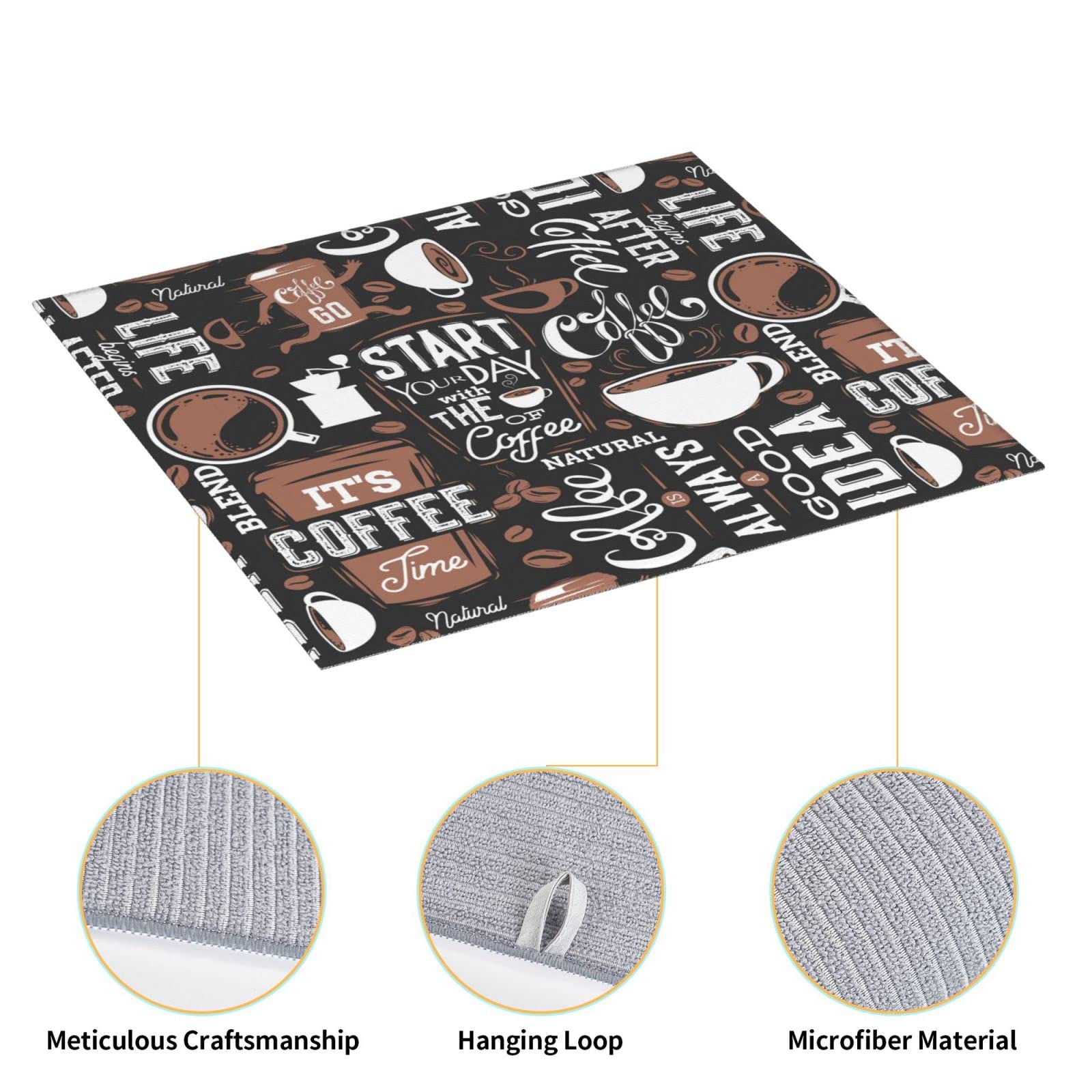 Premium Dark Brown Dish Drying Mat & Coffee Cup Pad - 16