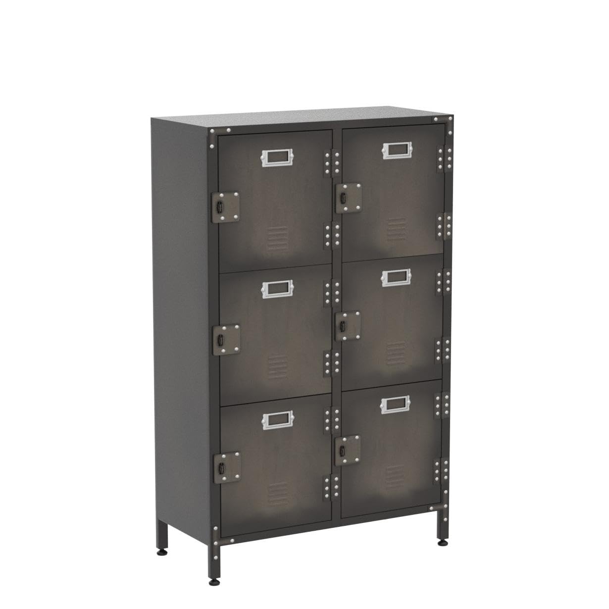 MIIIKO Industrial Metal Storage Locker Cabinet with 6 Lockable Compartments, Doors & Shelves - Heavy Duty Organization for Home Office, School, Gym, Bar & Warehouse Storage Solutions