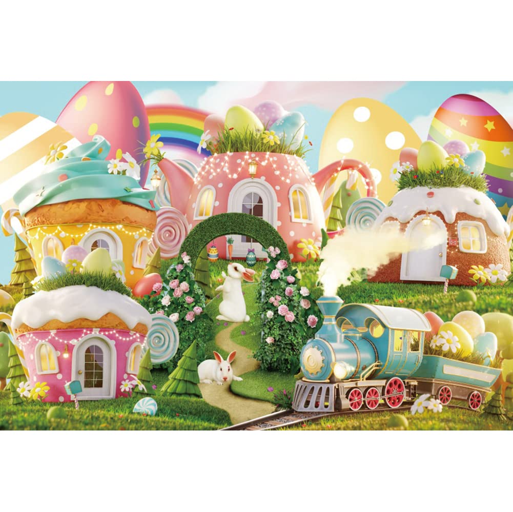 7x5FT Fantasy Candy Land Backdrop - Sweet Cartoon Rainbow Colorful Pink Sugar Candy Jar & Lollipops - Perfect for Girl Princess 1st Birthday Party Decorations, Photography, Donut Candy Themed Photo Booth - Ideal for Baby Showers, Kids' Parties & Instagrammable Events