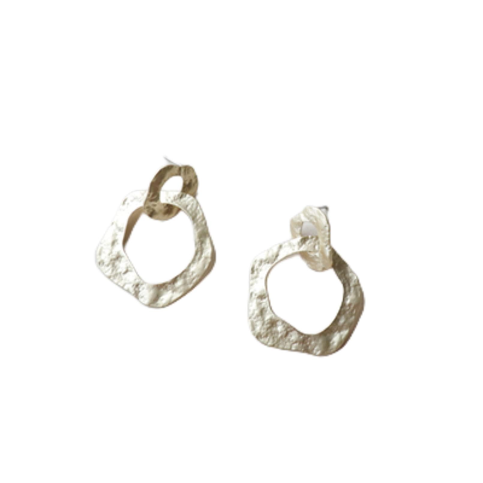 Stylish Silver Geometric Leaf Earrings for Women - Trendy Hollow Circle Studs with Matte Gold Accents | Perfect Gift for Girlfriend, Wife, Sister, Daughter or Mother | Great for Beach Parties, Date Nights & Casual Wear