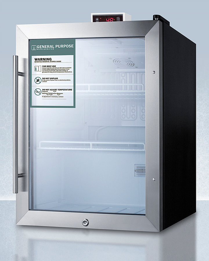 Accucold 3.1 Cu Ft Compact Glass Door Refrigerator with Lock - Perfect for Offices, Break Rooms, and Small Spaces - SCR314LDTGP