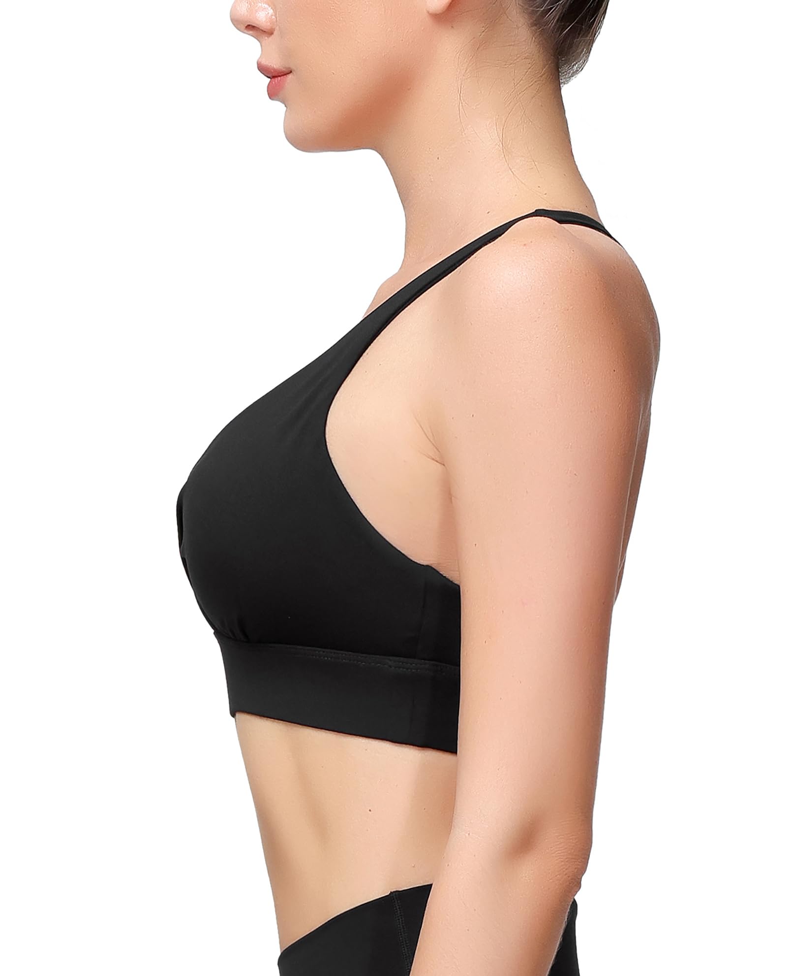 MotoRun Women's Racerback Sports Bra - Sexy Cross Front Design with Removable Padding for Running, Yoga & Gym Workouts - Perfect for High-Impact Exercise & Active Lifestyle