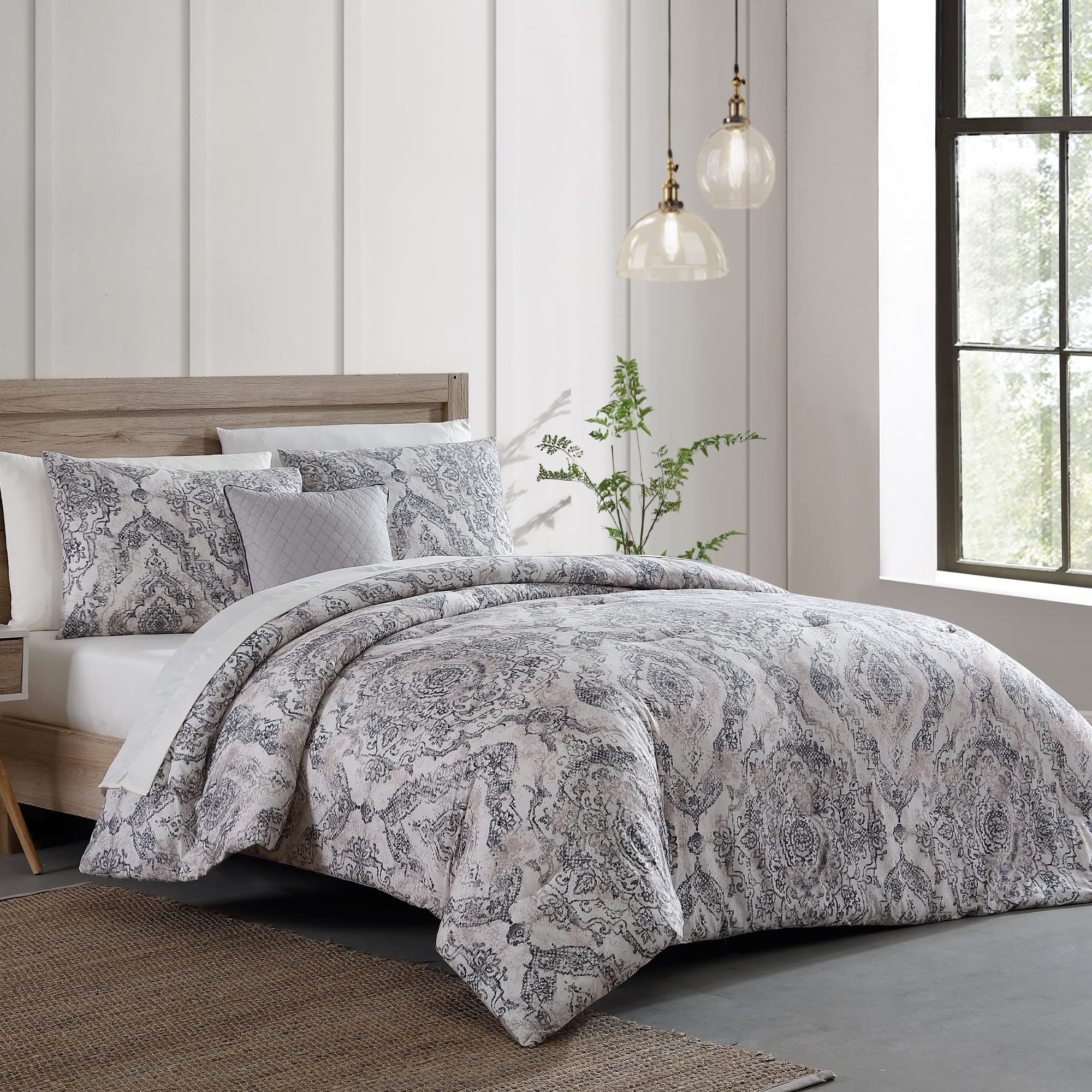 Modern Threads - Marissa Collection Reversible Microfiber Comforter Set | Elegant Printed King Size Bedding with Comforter, Sheets, Shams & Pillow | Perfect for Master Bedroom, Guest Room & Luxury Hotel Decor