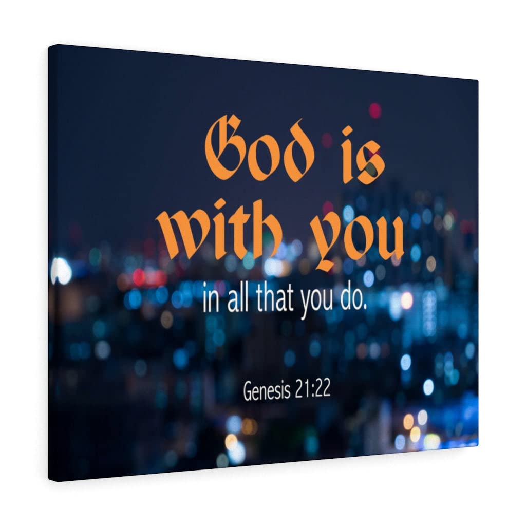 Christian Wall Art with Bible Verse - Genesis 21:22 'God is with You' Scripture Print - Ready to Hang Home Decor for Faith, Prayer Room & Gift for Religious Occasions