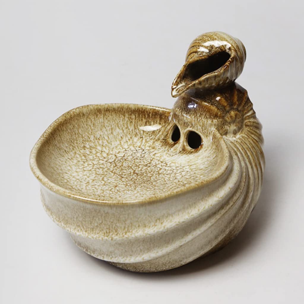 JGATW Ceramic Conch Desktop Water Fountain - Indoor Tabletop Waterfall with Soothing Water Sounds for Home & Office Décor | Perfect for Relaxation, Meditation, and Stress Relief