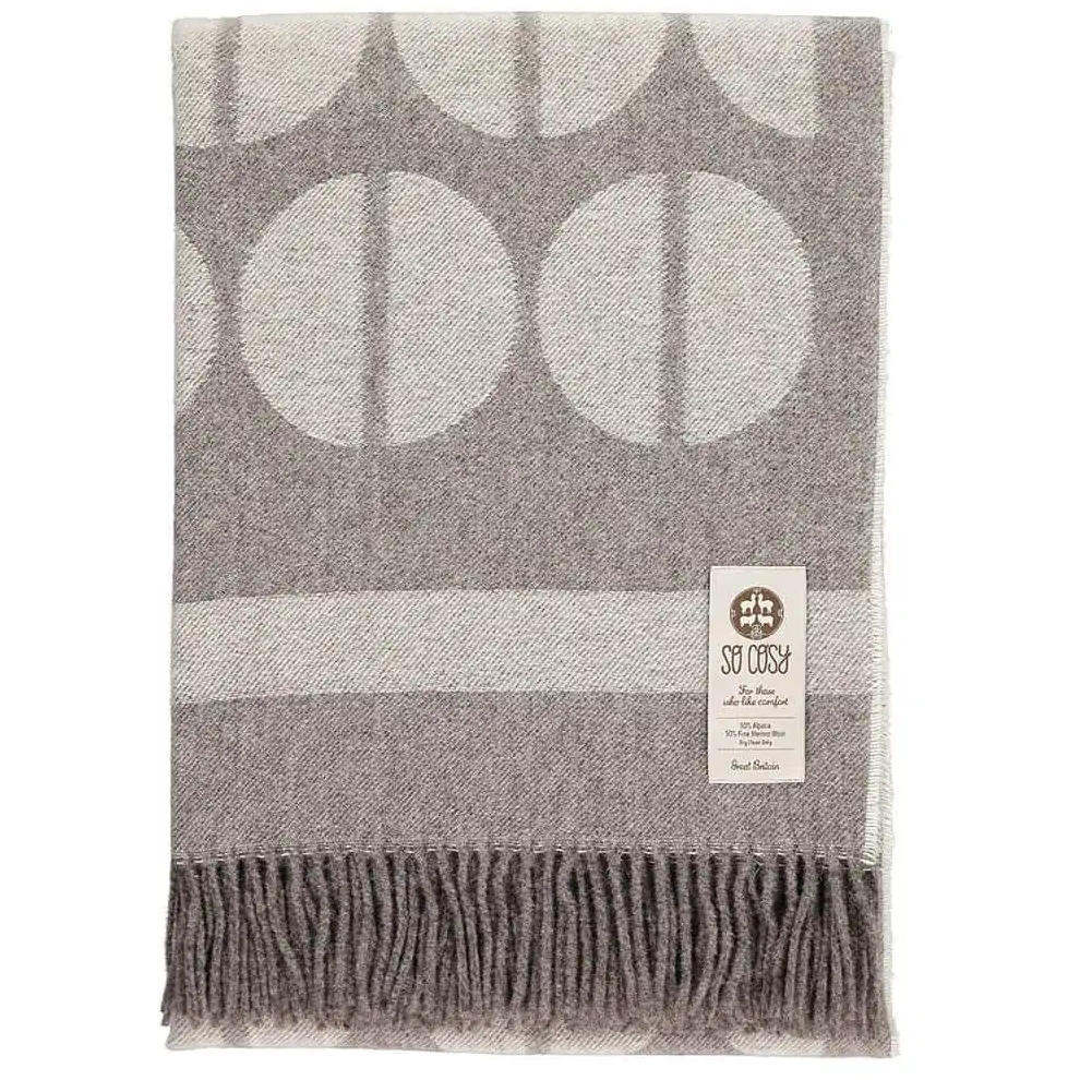 Premium White & Taupe Alpaca Merino Wool Throw Blanket - 75