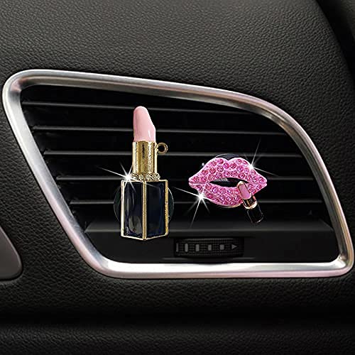 Diamond Lips Vent Clip - Sexy Rhinestone Bling Car Air Vent Charm for Women & Girls | Pink Car Interior Decor Accessory for Stylish Ride & Gift