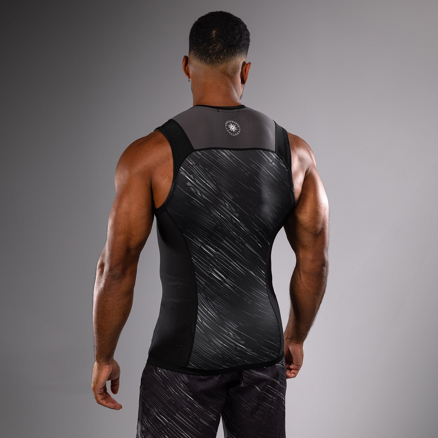 Venum Rapid Sleeveless Rashguard for MMA & BJJ Training - Black/Storm Grey - Lightweight Compression Shirt for Combat Sports & Fitness Workouts