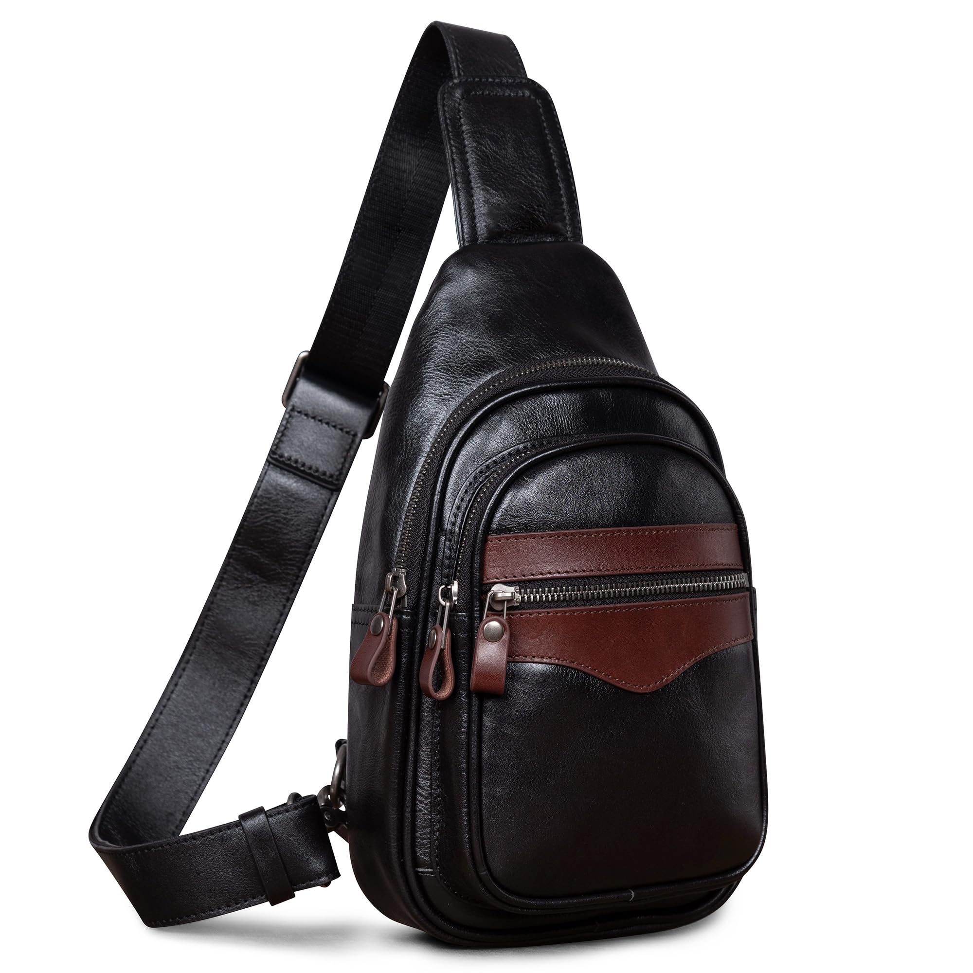 Genuine Leather Crossbody Sling Bag for Men & Women - Adjustable Shoulder Strap Chest Purse Backpack - Perfect for Travel, Work & Everyday Use