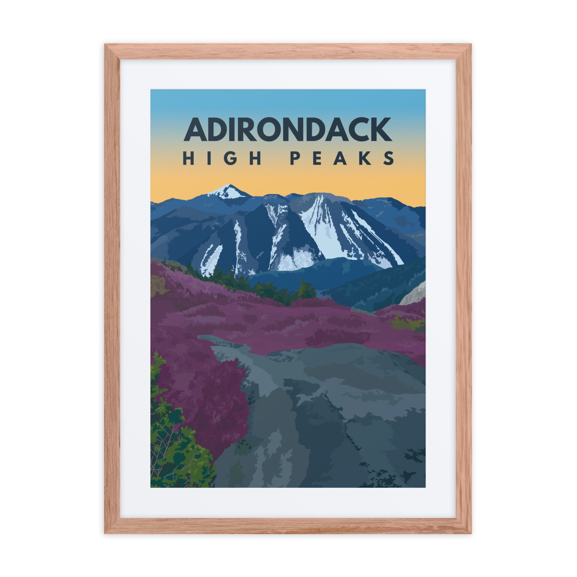 Adirondack High Peaks Framed Poster with Mat - Perfect for Home, Office & Cabin Decor | Wall Art for Nature Lovers & Outdoor Enthusiasts