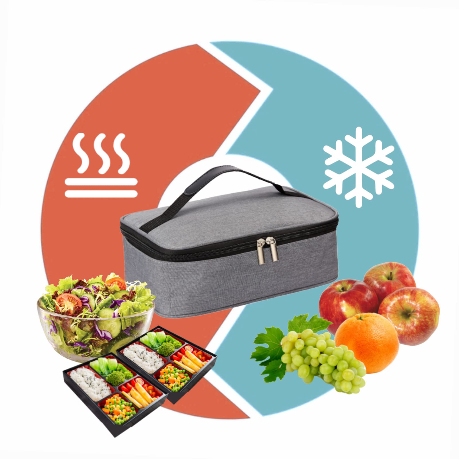 Natural Style Small Lunch Bag - Mini Portable Thermal Insulated Cooler Bag for Work, School & Picnics - Grey Insulated Lunch Box