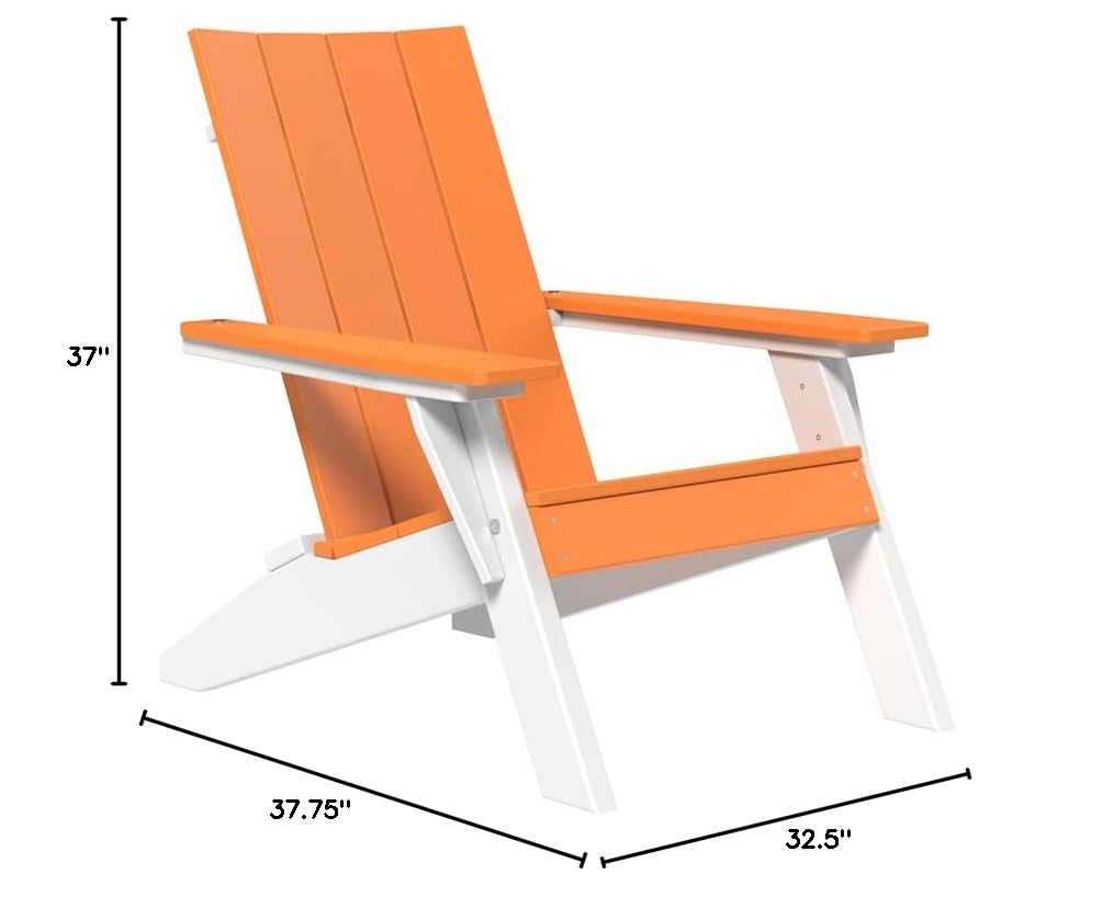 Premium Poly Lumber Urban Adirondack Chair in Tangerine & White | Durable Outdoor Furniture for Patio, Garden & Poolside | Furniture Barn USA