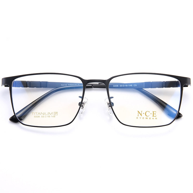 Bclear Men's Full Rim Square Titanium Eyeglasses Frame My5008 - Lightweight Durable Glasses for Work, Reading & Fashion