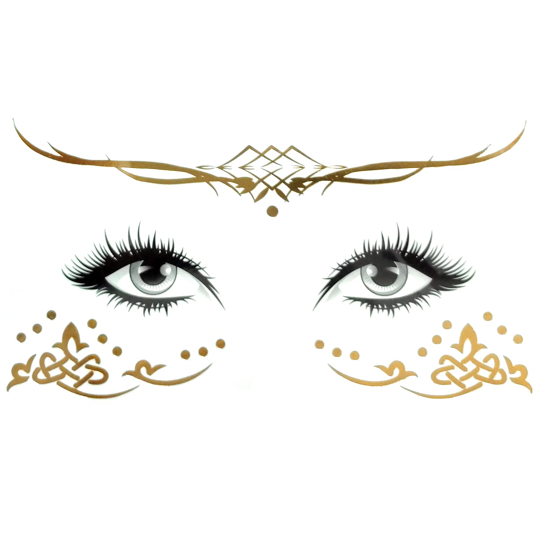 Golden Temporary Face Tattoos for Freckles - Natural Looking, Easy to Apply & Remove, Long Lasting | Perfect for Halloween, Cosplay, Music Festivals & Selfie Looks