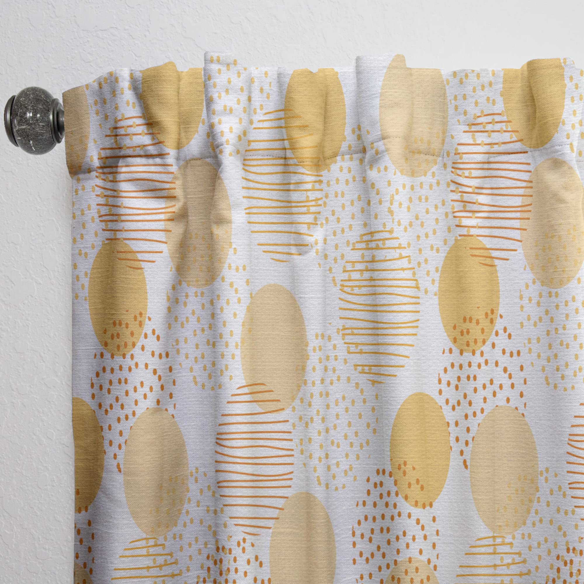 DesignQ Circular Abstract Retro Geometric IX Thermal Insulated Curtains - Single Panel 52x108 - Perfect for Bedroom & Living Room Window Treatments