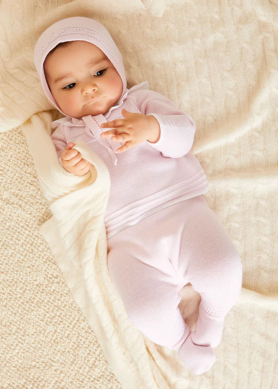 Adorable Pink Knitted Newborn Outfit - Soft & Cozy Baby Girl Clothes for Photo Shoots, Christening & Special Occasions