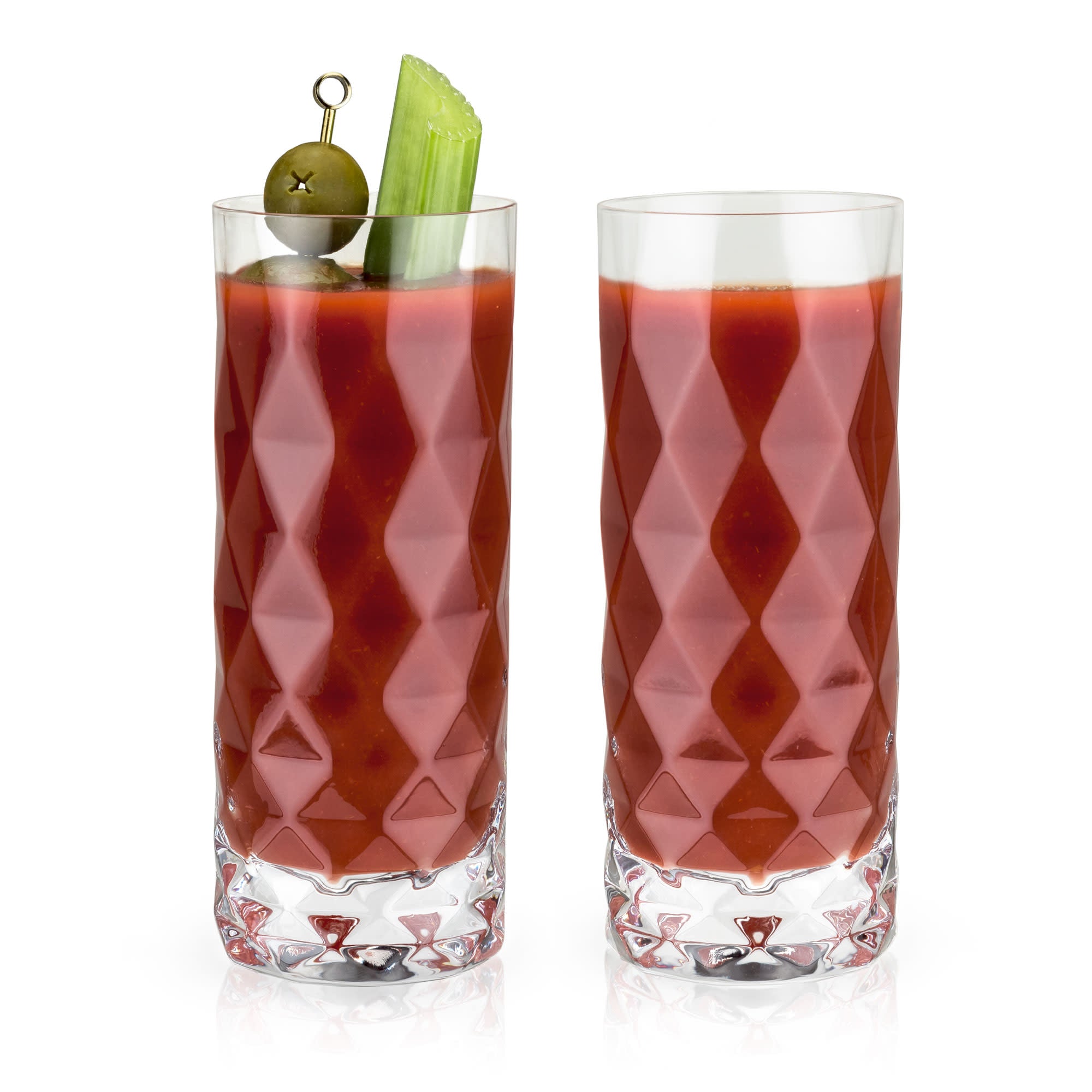 Premium Gem Crystal Highball Glasses Set of 2 - Elegant 12oz Whiskey & Cocktail Drinking Glasses for Home Bar, Parties & Gifts