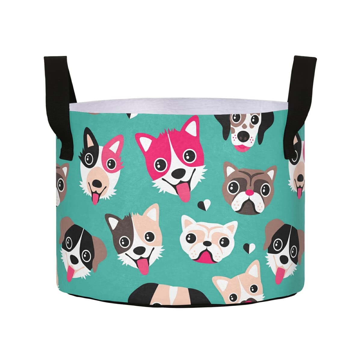 DOMIKING 5 Gallon Cute Pug Fabric Grow Bags with Handles - Breathable Plant Pots for Tomatoes, Vegetables, Flowers | Perfect for Indoor/Outdoor Gardening, Balcony Planting & Urban Farming