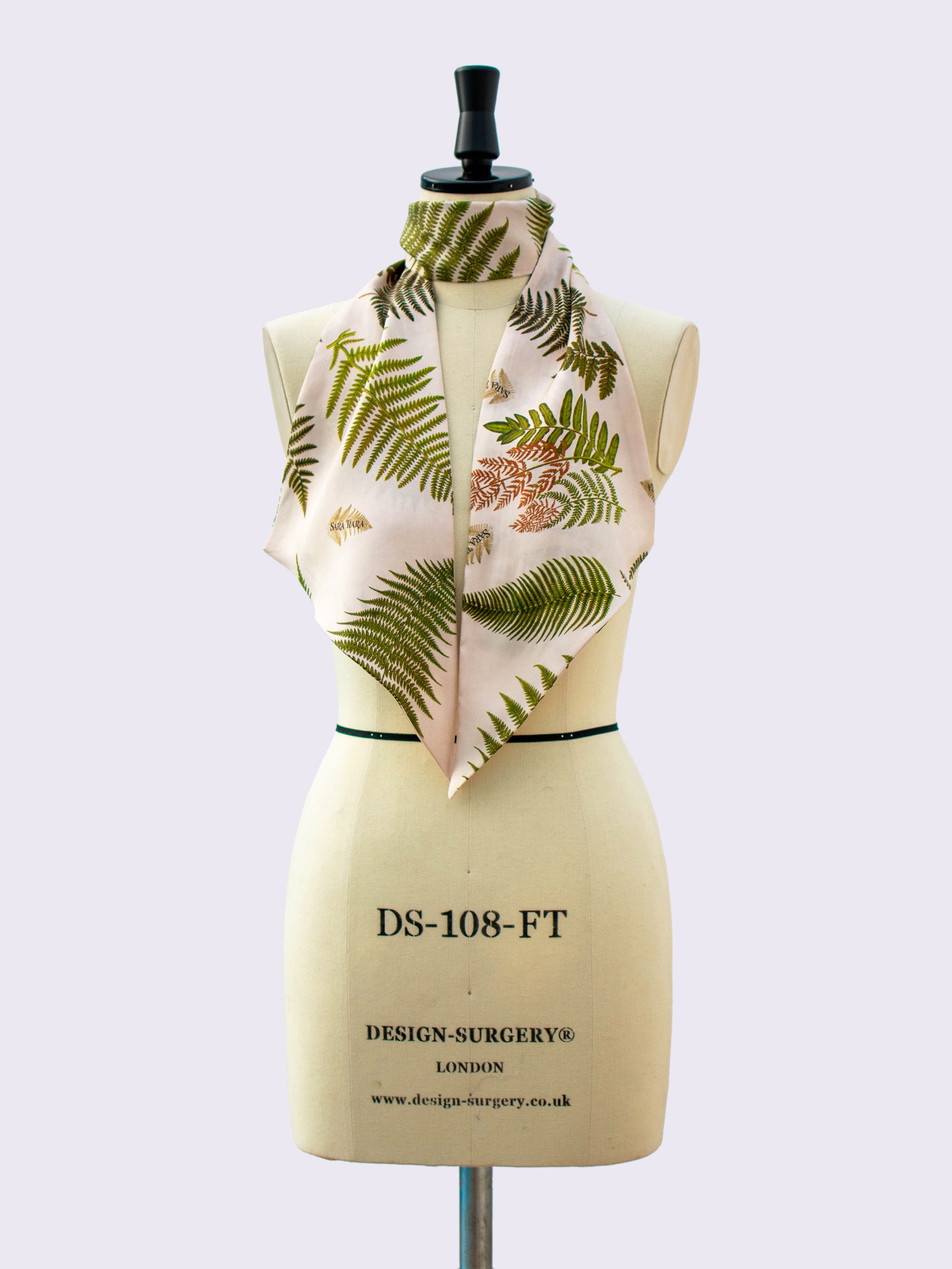 Elegant Silk Skinny Scarf with Fern Print - Lightweight Fashion Accessory for Women, Perfect for Office, Travel and Special Occasions
