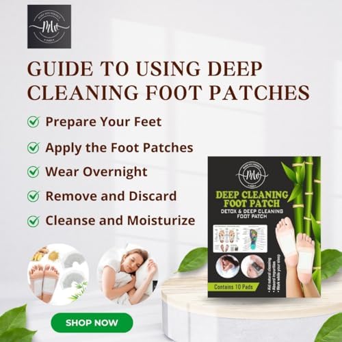 MW PARIS Detox & Energize Foot Patch - Natural Pain Relief & Toxin Cleansing Foot Pads for Stress Relief & Better Sleep | Detoxifying Foot Patches for Men & Women (10 Patches/Box) | Perfect for Nighttime Use, Post-Workout Recovery & Travel Wellness