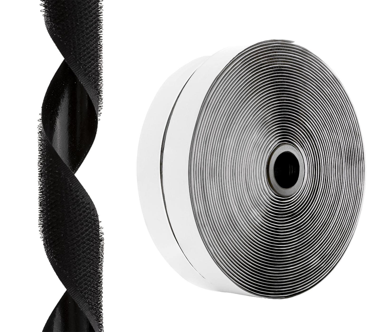 BSELEYY 41 Feet x 1 Inch Heavy Duty Hook and Loop Tape - Self Adhesive Sticky Back Fastener for School, Home, Office - Strong Interlocking Tape for Organizing Cables, Tools, and DIY Projects (Black)