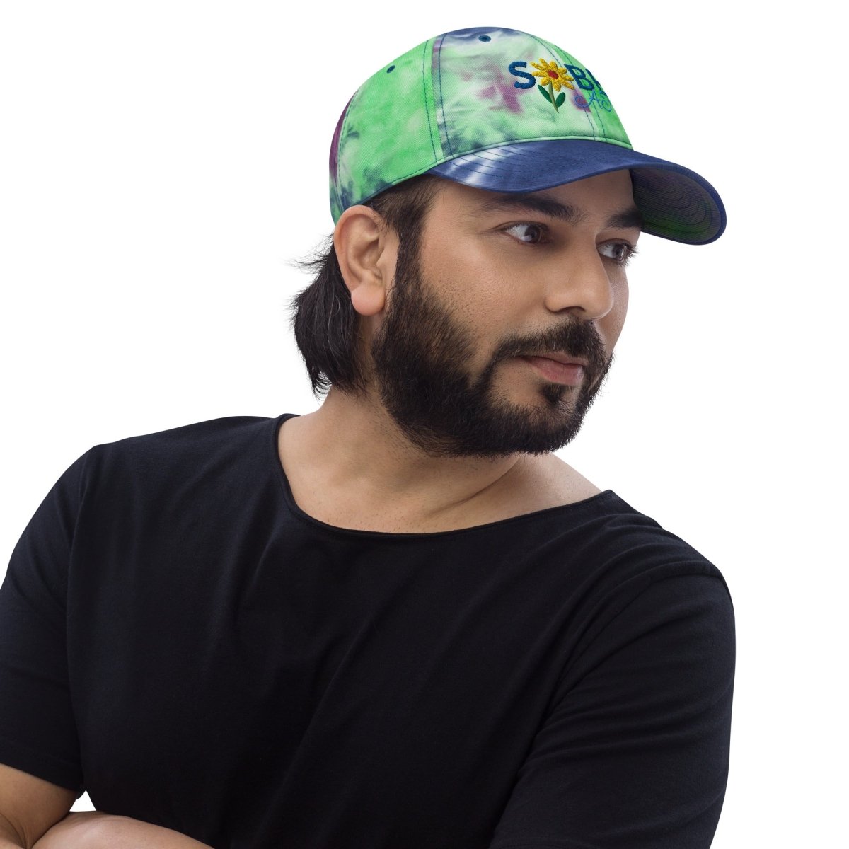 SOBER AF Tie Dye Baseball Cap - Spring Blossom Print Adjustable Dad Hat for Men & Women - Perfect for Music Festivals, Beach Days & Casual Outfits