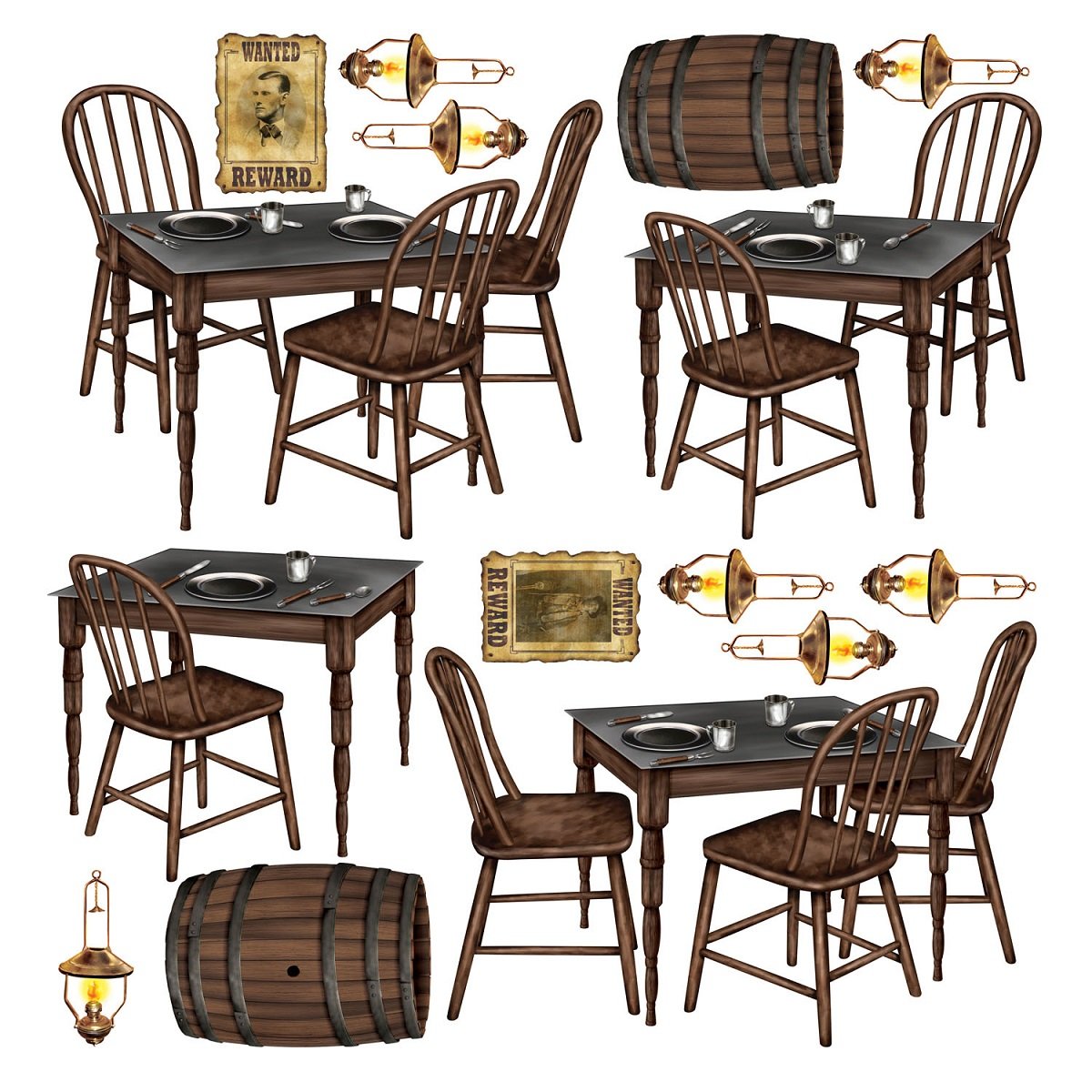 180-Pack Brown & Gray Western Saloon Party Decorations - 39