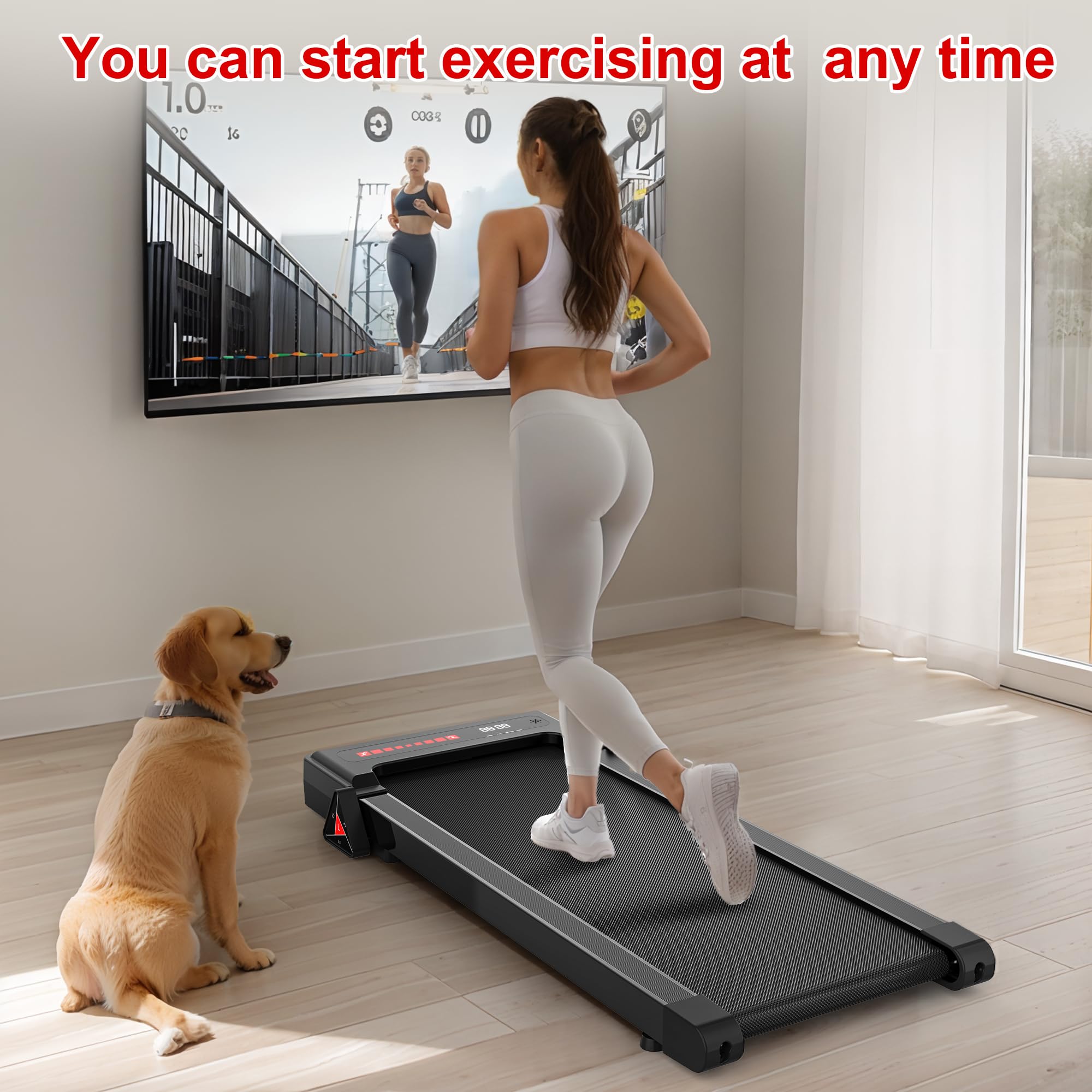 FYC Under Desk Treadmill - 2 in 1 Walking & Running Machine for Home Office, Portable Lightweight Treadmill with Incline, 265 LBS Capacity - Perfect for Small Spaces, Work from Home Fitness & Apartment Workouts
