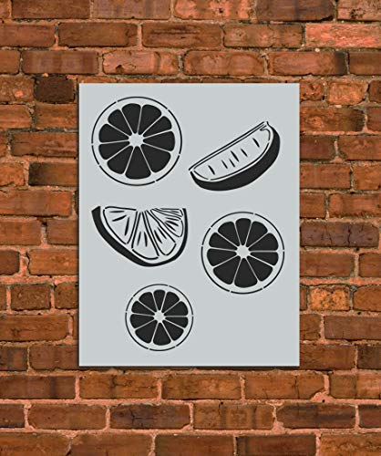 Citrus Fruit Stencil Template - Reusable Plastic Stencils for Painting, DIY Crafts & Home Decor - Perfect for Walls, Fabric, Wood & Cake Decorating - INNOVO Stencils