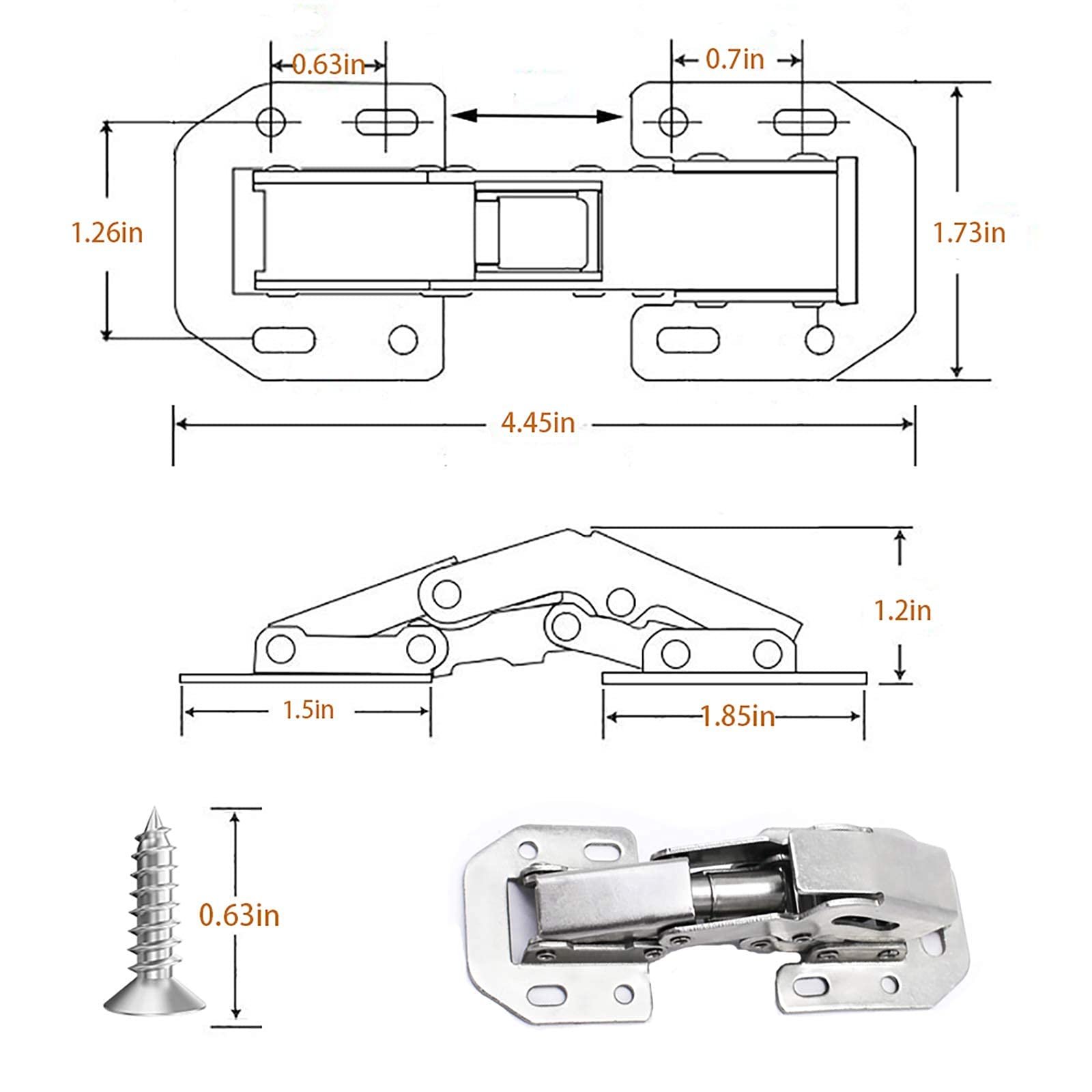 12-Pack Soft Close Hidden Cabinet Door Hinges - Slow Close Frameless Concealed Surface Mount Hinges for Kitchen Cabinets, Bathroom Vanities & Furniture - Durable & Quiet Operation