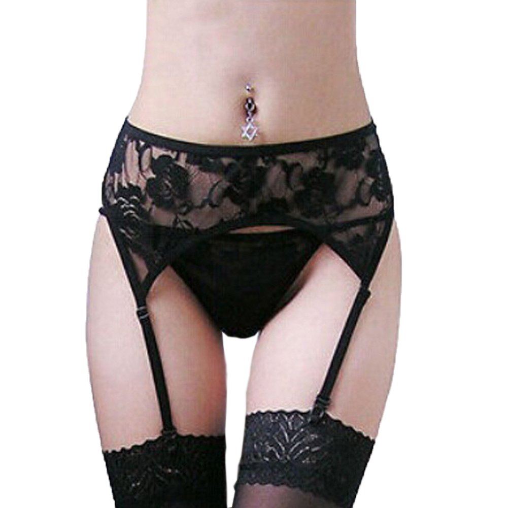 MAKFORT Women's Sexy Lace Garter Belt & Thigh High Stockings Set - Suspender Belt for Lingerie, Boudoir, Bridal & Role Play - Perfect for Valentine's Day & Romantic Nights