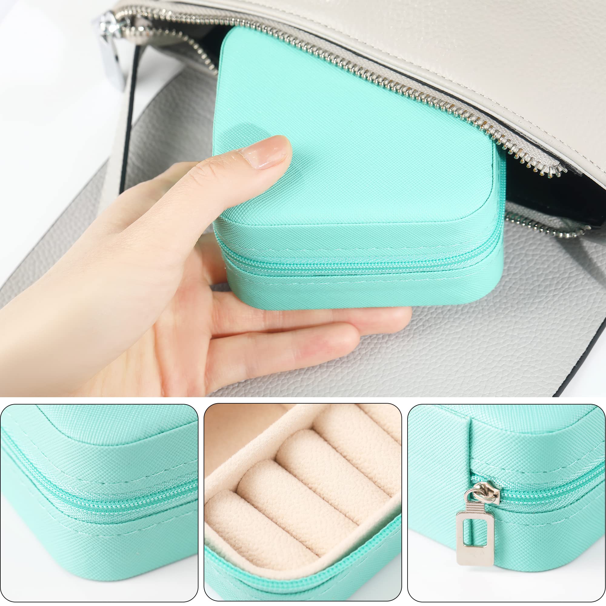 Divani Small Leather Jewelry Box - Portable Travel Jewelry Organizer for Women | Mini Jewelry Storage Case for Earrings, Rings, Necklaces & Bracelets | Perfect for Travel, Gifts & Daily Organization - Blue