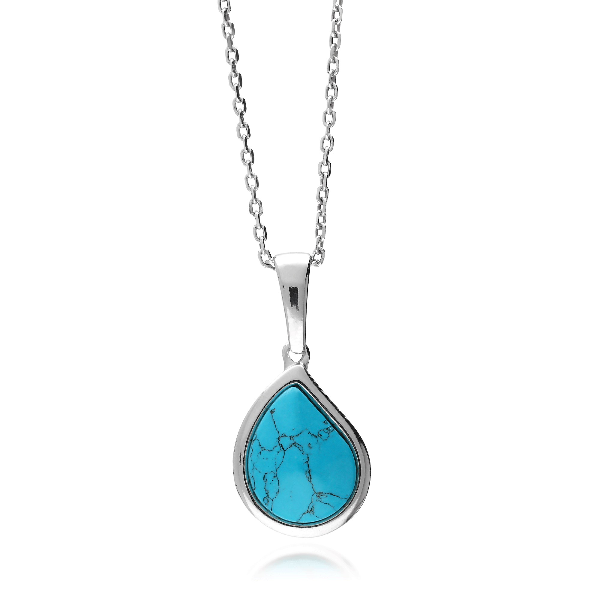 Sterling Silver Turquoise Teardrop Pendant - Handmade Designer Jewelry for Women - Perfect for Gifts, Weddings & Everyday Wear