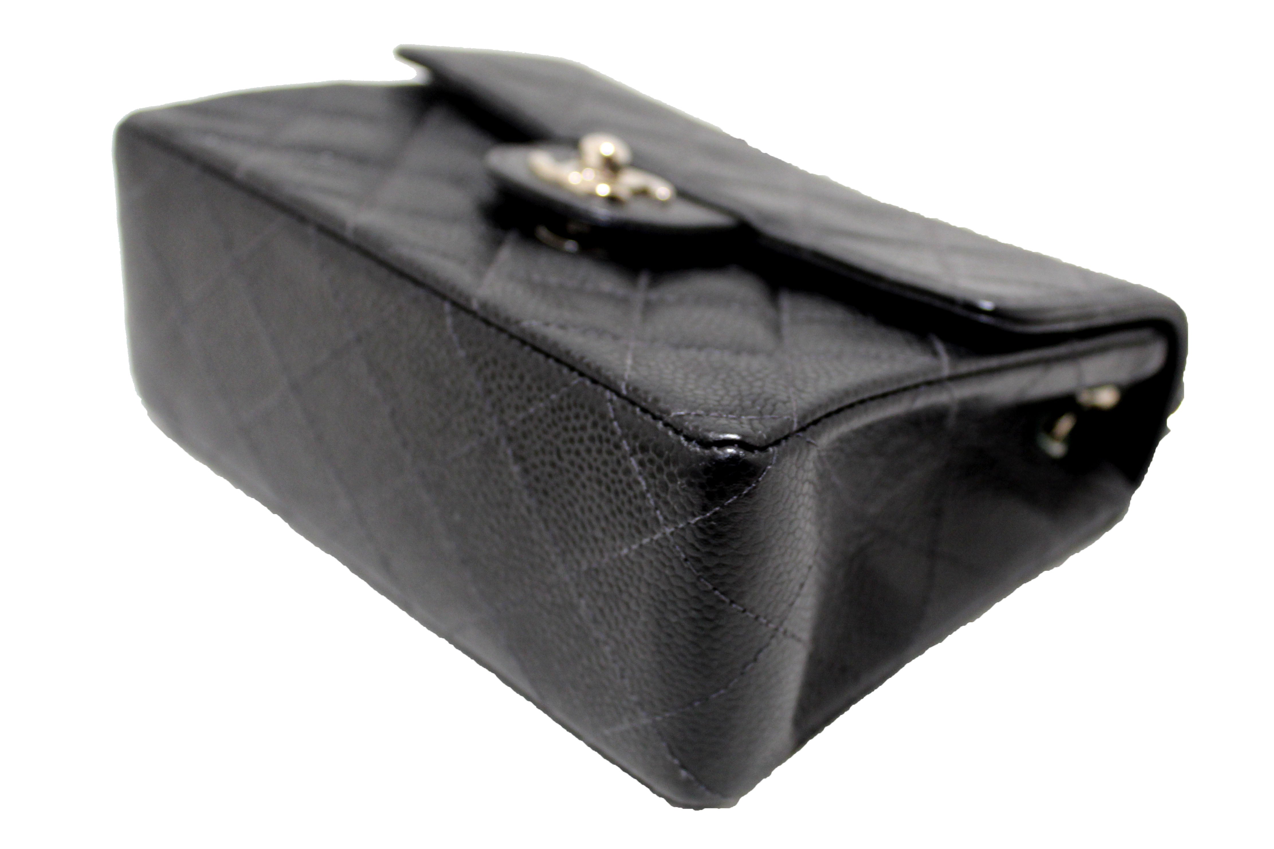 Authentic Chanel Black Quilted Caviar Leather Square Mini Classic Flap Bag - Luxury Designer Handbag for Women, Perfect for Evening Parties, Date Nights & Special Occasions