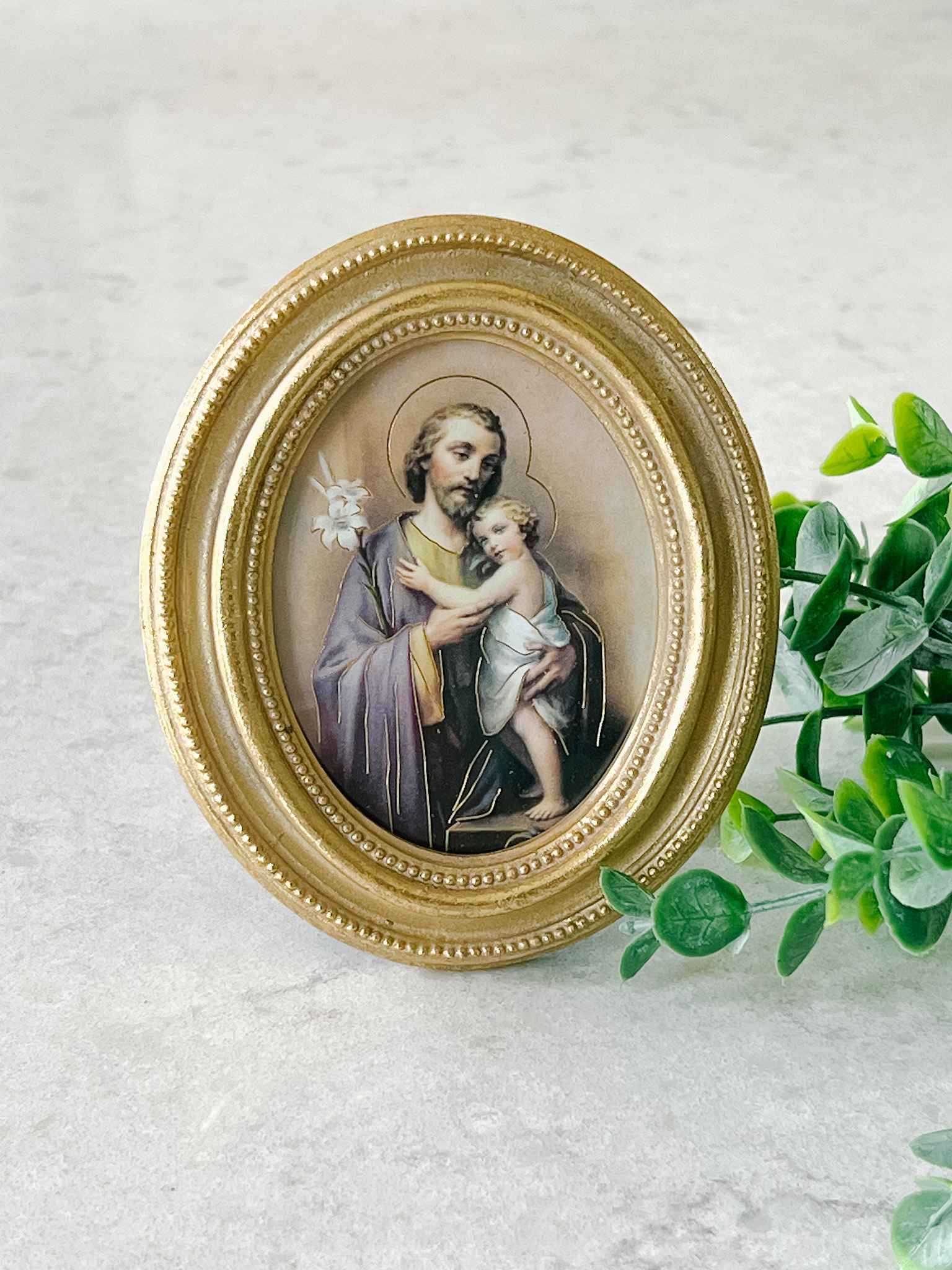 St. Joseph and Jesus Framed Wall Art - Religious Home Decor for Bedroom, Living Room & Prayer Space