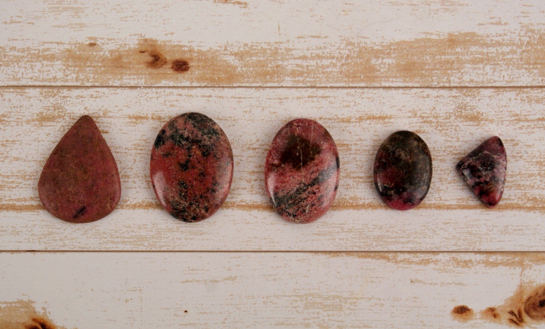 Natural Rhodonite Cabochons - C Grade Gemstone for Jewelry Making, Healing Crystals & Meditation - Bulk Wholesale for DIY Crafts