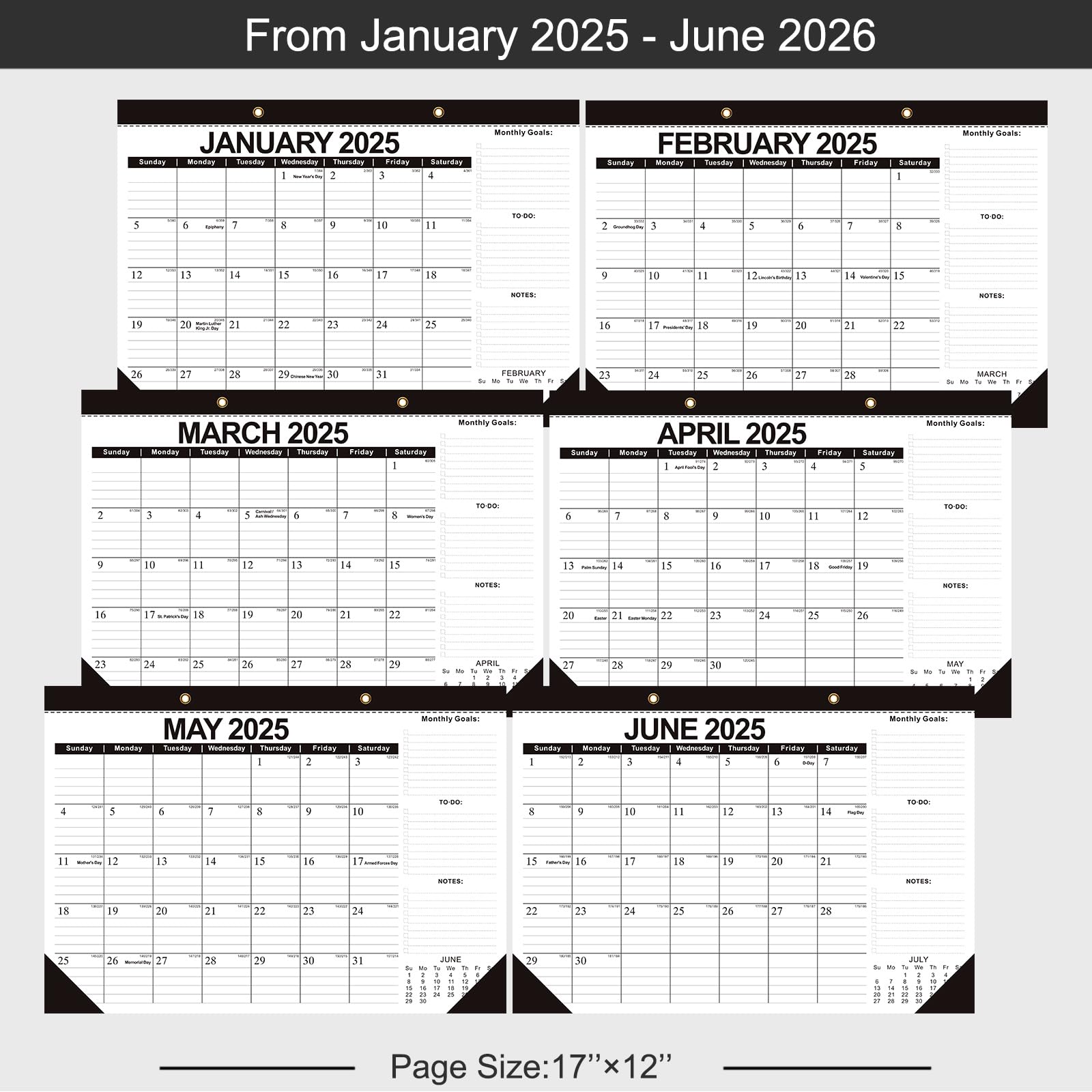 BHR 2025-2026 18-Month Large Desk & Wall Calendar Planner (17