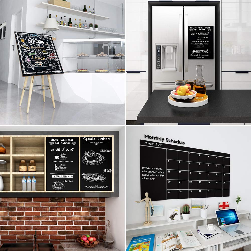 VEELIKE Removable Blackboard Wallpaper - Self-Adhesive Chalkboard Sticker for Kids, Kitchen, Office & School Decor - Includes 5 Chalk Markers - 78.7