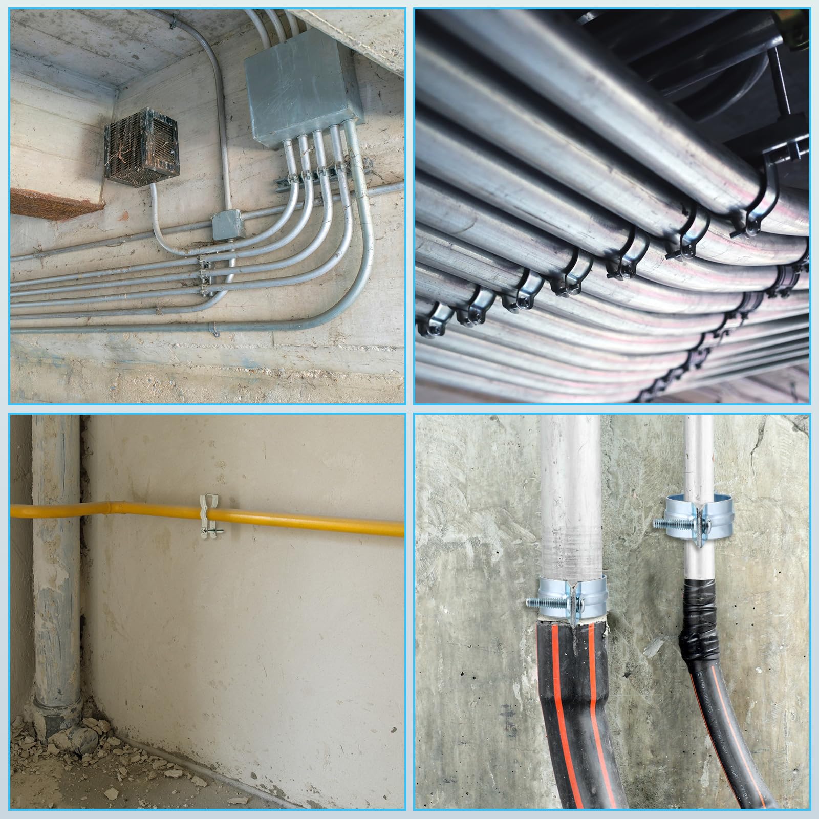 25 Pcs 1/2 Inch EMT Conduit Hangers with Bolt - Galvanized Metal Conduit Clamps & Strut Straps for Threaded Rods or Insulated Supports - Heavy Duty Rigid Pipe Fittings Mounting for Electrical Wiring, HVAC & Plumbing Installations