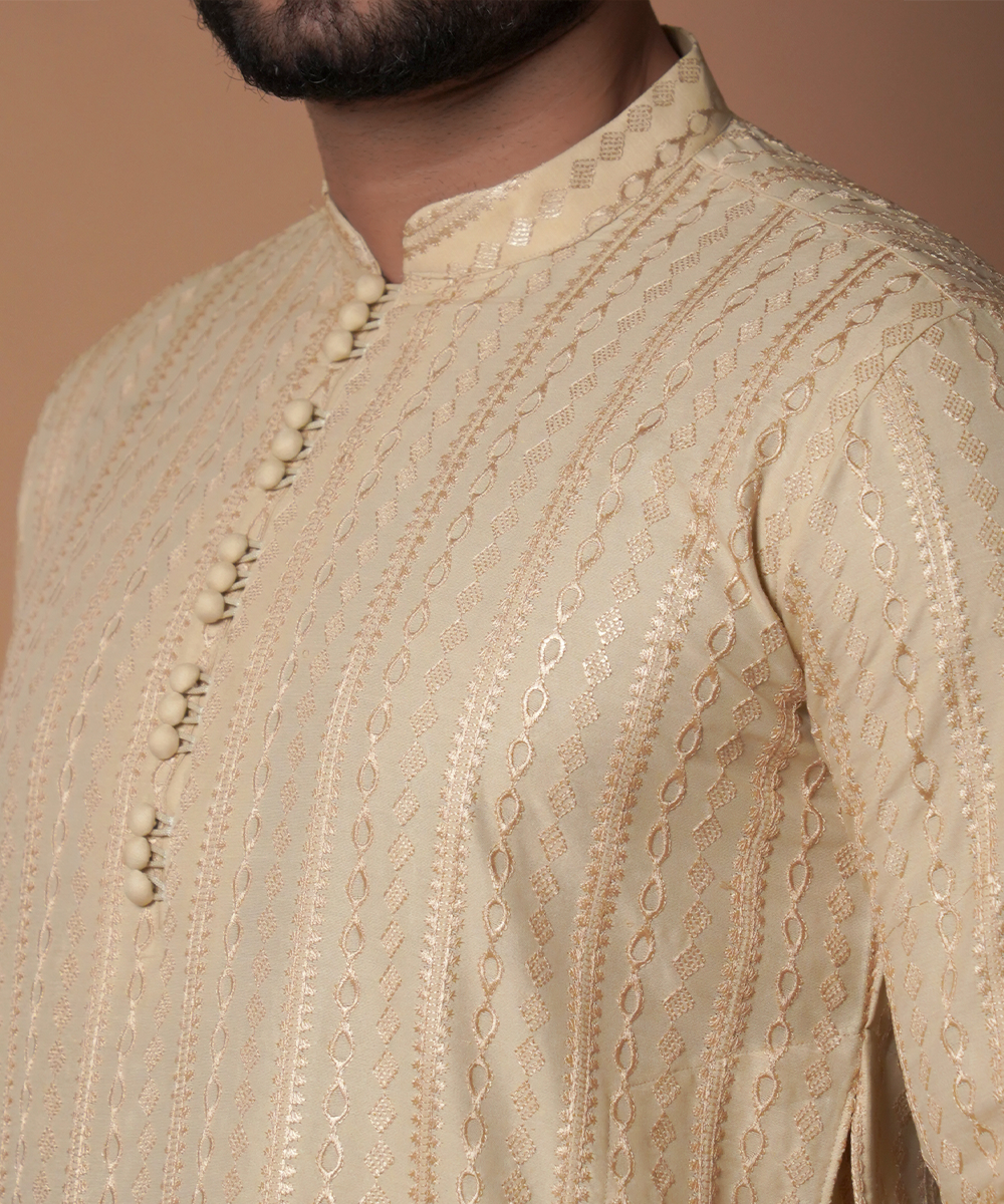Stylish Beige Embroidered Kurta & Pyjama Set for Women | Traditional Indian Ethnic Wear | Perfect for Festivals, Weddings & Casual Outings