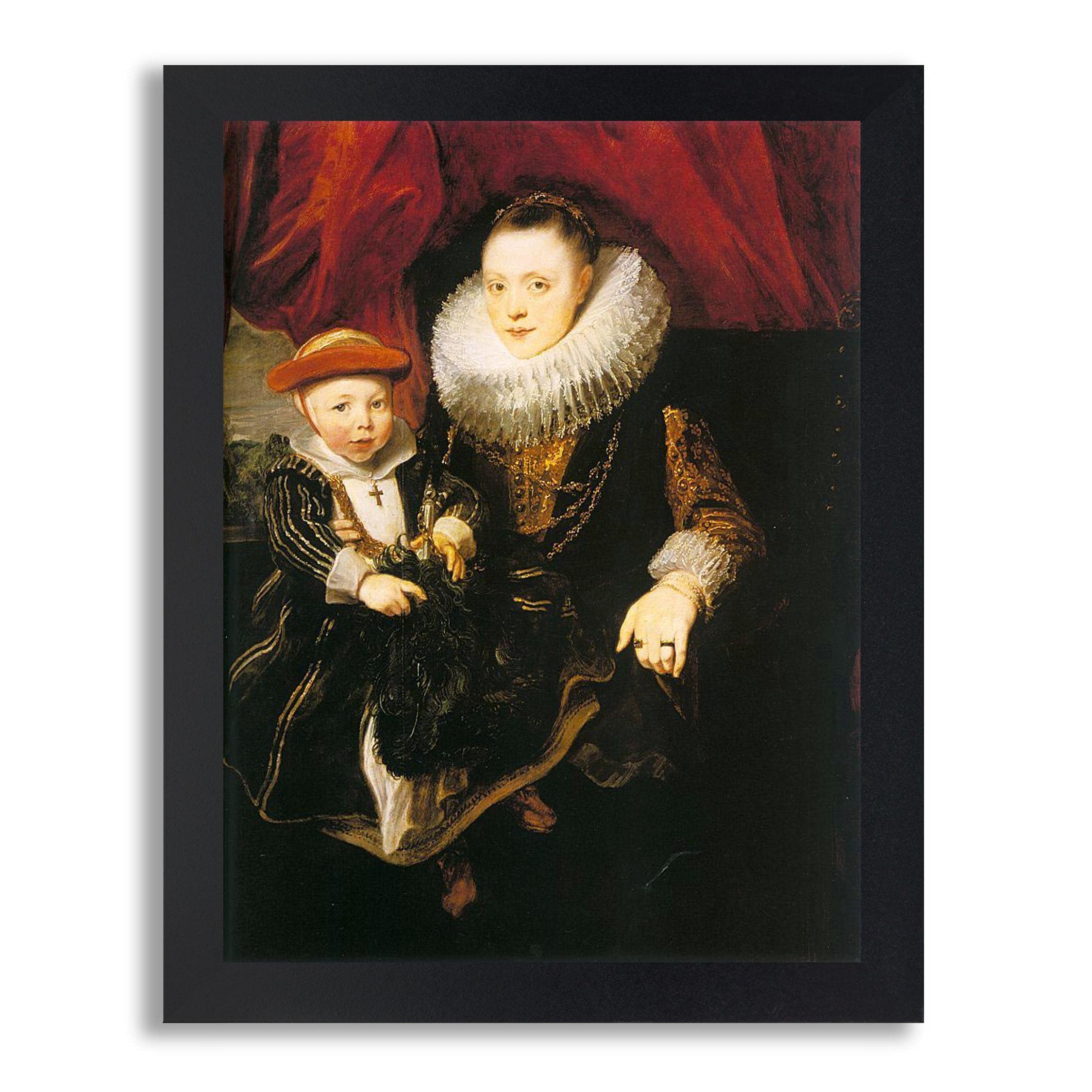 Anthony Van Dyck 'Young Woman with a Child' Framed Art Print - Premium Canvas Painting Reproduction in Wood Frame | Classic Wall Decor for Living Room, Bedroom & Office | Vintage Fine Art Poster for Home Decor