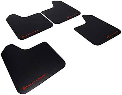 Rally Armor Universal Basic Black Mud Flaps with Red Logo - 4 Piece Set for Cars, Trucks & SUVs - No Hardware Included - Perfect for Off-Roading & All-Weather Protection