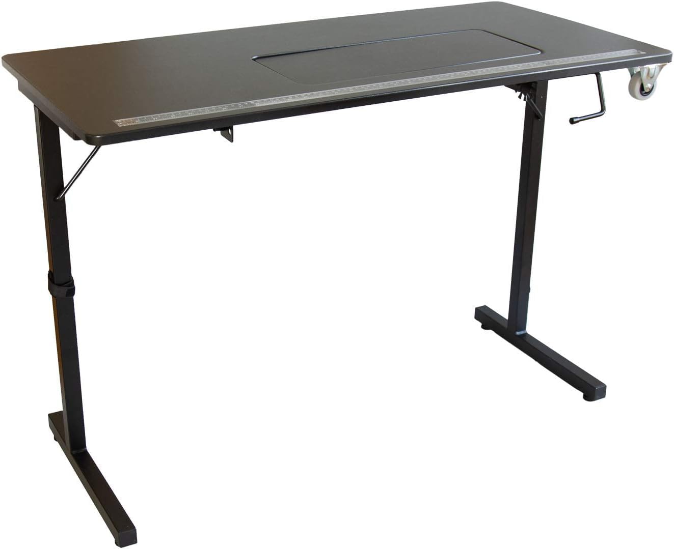 LUXOR SR-JTBAS-BLK Portable Folding Sewing Table with Steel Legs - Compact Sewing Station 101 for Quilting, Crafting & Home DIY Projects - Black Workspace Organizer
